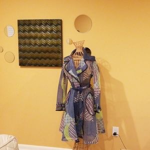 MULTI COLOR GREEN AND BLUE LONG JACKET